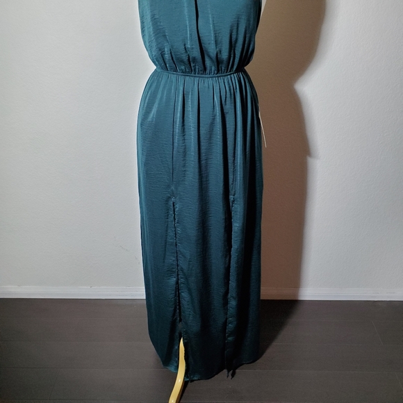 Teal Deep Forest Green Backless Dress Halter - Picture 5 of 6